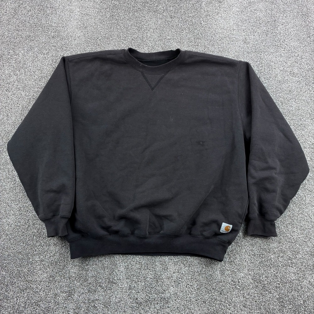 Vintage Carhartt Sweatshirt Mens 2XL‎ Black Thermal Lined Crewneck Pullover